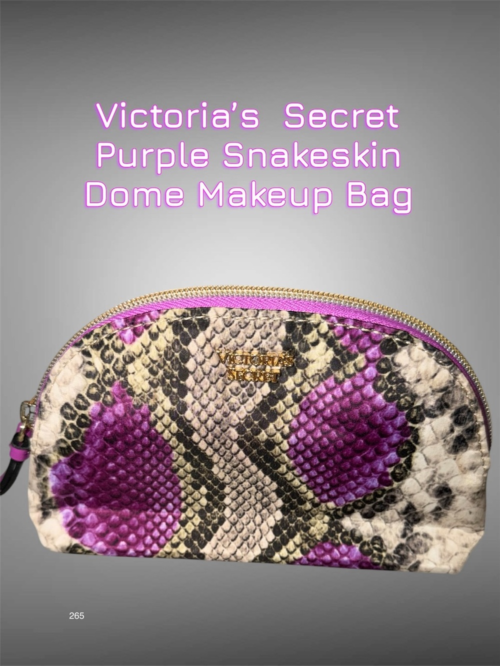 Victoria's Secret Purple Snakeskin Dome Makeup Bag